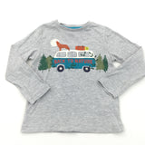 'Back To Nature' Fox & Campervan Grey Long Sleeve Top - Boys 3-4 Years