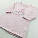 'Mummy's Little Sweetheart' Bunny & Flowers Embroidered Pink Knitted Dress - Girls 3-6 Months