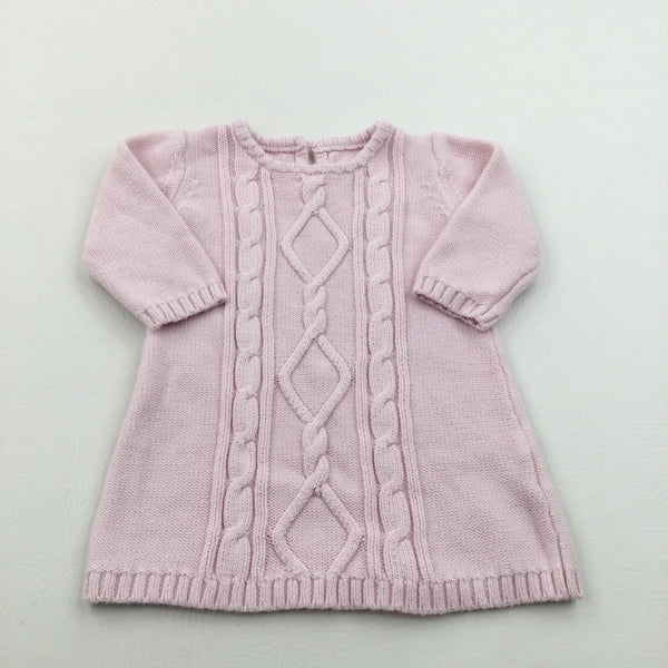 3D Patterned Pink Knitted Dress - Girls 3-6 Months