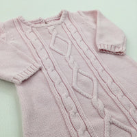 3D Patterned Pink Knitted Dress - Girls 3-6 Months