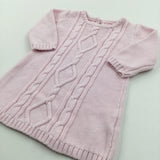 3D Patterned Pink Knitted Dress - Girls 3-6 Months