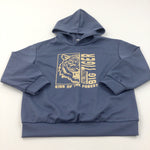 'Tiger King Of The Forest' Slate Blue Lightweight Polyester Hoodie Jumper - Boys 5-6 Years