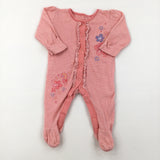 Flowers Coral Babygrow - Girls 0-3 Months