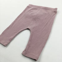 Ribbed Pink Leggings With Frills - Girls 3-6 Months