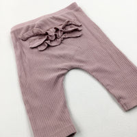 Ribbed Pink Leggings With Frills - Girls 3-6 Months