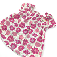 Steiff Bear Motif Flowers Pink & Green Cotton Blouse - Girls 9-12 Months