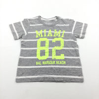 'Miami 82' Grey & White Striped T-Shirt - Boys 5 Years