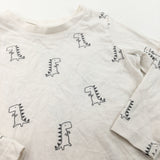 Dinosaurs Cream Long Sleeve Top - Boys 3-4 Years