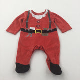 Santa Red Velour Christmas Babygrow - Boys/Girls Newborn