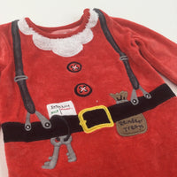 Santa Red Velour Christmas Babygrow - Boys/Girls Newborn