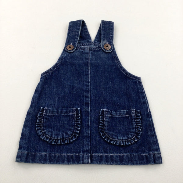 Denim Dark Blue Dungaree Dress- Girls 3-6 Months