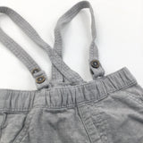 Grey Textured Lightweight Cotton Shorts with Detachable Straps - Boys 12-18 Months