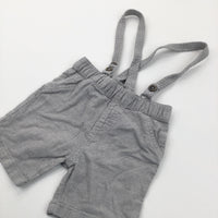 Grey Textured Lightweight Cotton Shorts with Detachable Straps - Boys 12-18 Months