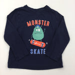 'Monster Skate' Navy Long Sleeve Top - Boys 3-4 Years