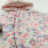 Flowers Pink & Yellow Heavyweight Pramsuit - Girls 3-6 Months