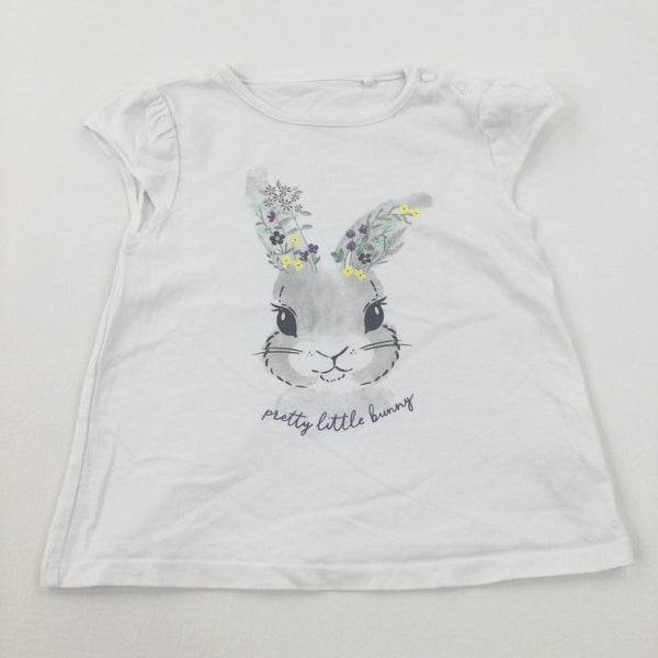 'Pretty Little Bunny' White T-Shirt - Girls 18-24 Months