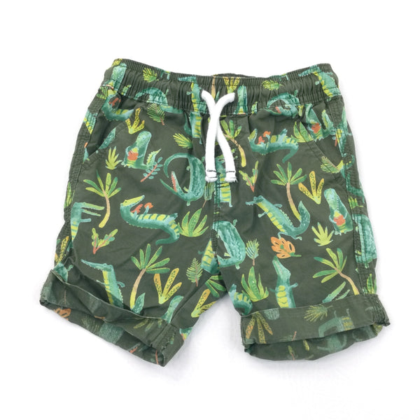 Crocodiles & Trees Green Cotton Shorts - Boys 12-18 Months