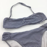 Navy & White Striped Bikini - Girls 7-8 Years