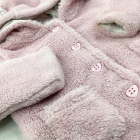 Fluffy Pink Hooded Jacket - Girls 3-6 Months