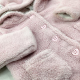 Fluffy Pink Hooded Jacket - Girls 3-6 Months