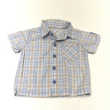Beige & Blue Checked Cotton Shirt - Boys Newborn