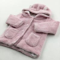 Fluffy Pink Hooded Jacket - Girls 3-6 Months