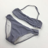 Navy & White Striped Bikini - Girls 7-8 Years