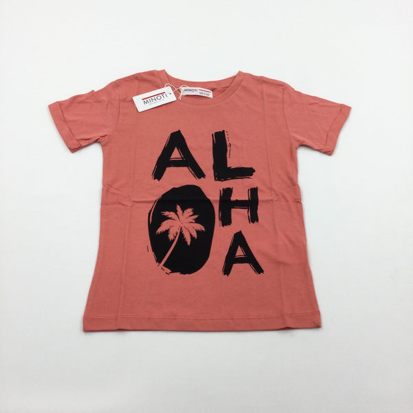 **NEW** 'Aloha' Coral Pink T-Shirt - Boys/Girls 5-6 Years