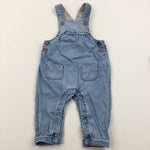 Spotty Blue & White Dungarees - Girls 3-6 Months