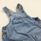 Spotty Blue & White Dungarees - Girls 3-6 Months