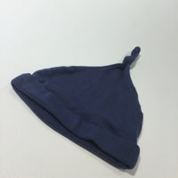 Navy Knotted Jersey Hat - Boys 0-3 Months