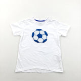 Football Sequin Flip White & Blue T-shirt - Boys 3-4 Years