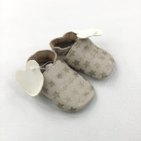 **NEW** Stars Cream Leather Soft Sole Shoes - Boys/Girls - 3-6 Months
