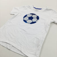 Football Sequin Flip White & Blue T-shirt - Boys 3-4 Years