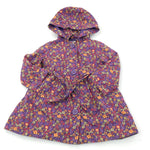 Colourful Flowers Purple Lightweight Fabric Jacket with Hood & Belt - Girls 12-18 Months