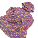 Colourful Flowers Purple Lightweight Fabric Jacket with Hood & Belt - Girls 12-18 Months