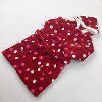 Spotty Red Fleece Dressing Gown With Santa Style Hood - Girls 18-24 Months