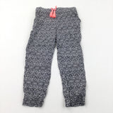 Diamonds Black & White Lightweight Cotton Trousers - Girls 3-4 Years