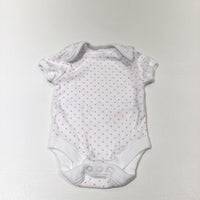 White & Pink Spotty Short Sleeve Bodysuit - Girls Newborn