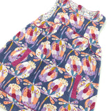 Colourful Flowers Blue Cord Dress - Girls 3-4 Years