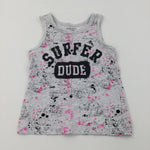 'Surfer Dude' Pink, Black & Grey Vest Top - Boys 4-5 Years