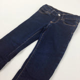 Dark Blue Denim Jeans with Adjustable Waistband - Boys 3 Years