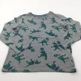 Christmas Jumpers Dinosaurs Grey Long Sleeve Christmas Top - Boys 11-12 Years