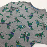 Christmas Jumpers Dinosaurs Grey Long Sleeve Christmas Top - Boys 11-12 Years