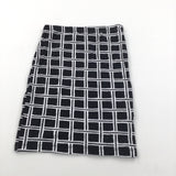 Black & White Patterned Jersey Pencil Skirt - Girls 7-8 Years