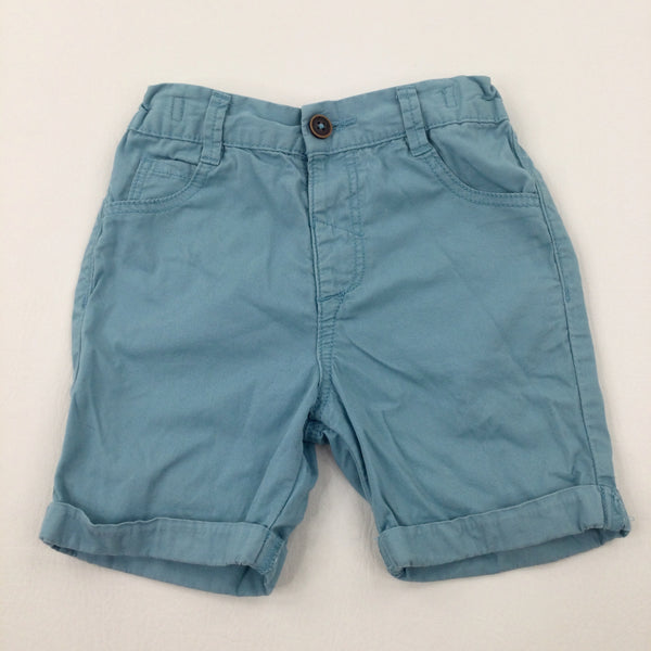 Blue Cotton Shorts With Adjustable Waist - Boys 2-3 Years