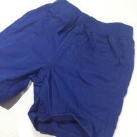 Blue Cotton Twill Shorts - Boys 3-6 Months
