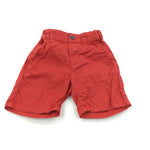 Red Lightweight Cotton Twill Shorts with Adjustable Waistband - Boys 9-12 Months