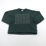 Beaded Square Bottle Green Sweatshirt - Girls 9 Years