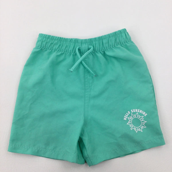 'Hello Sunshine' Green Lightweight Shorts - Boys/Girls 2-3 Years